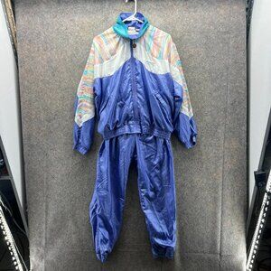 Vintage Ellesse Tracksuit Women 1 Purple Striped Retro 80s Nylon Windbreaker 90s